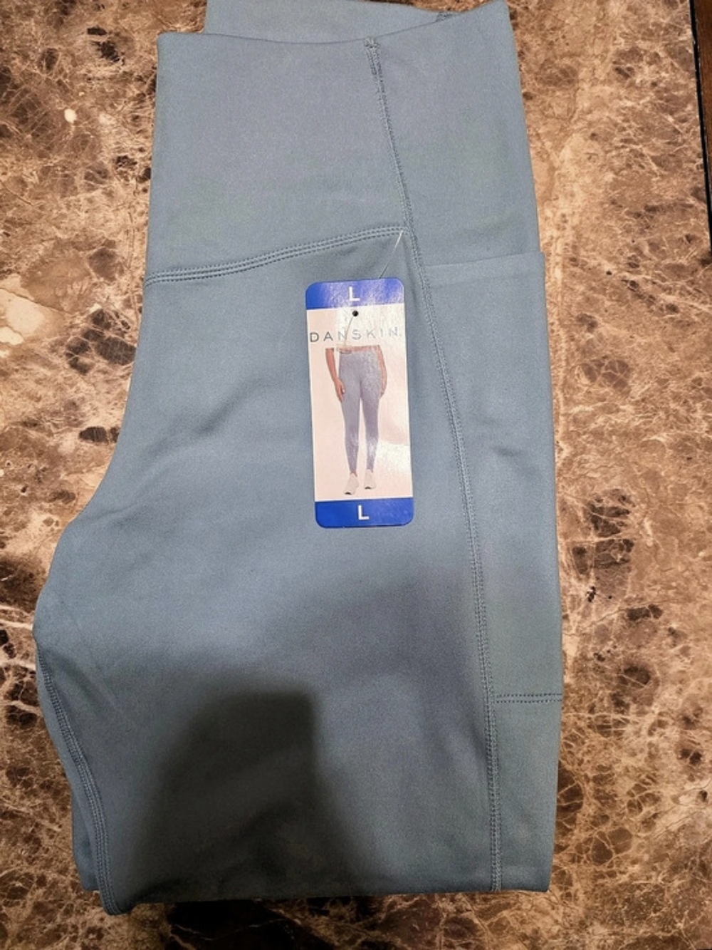 Danskin Women's Contour Leggings Smoke Blue Size L Inseam 25"
